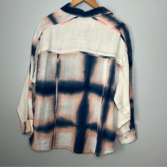 Free People We The Free Washed Away Ivory Combo Plaid Button Up Top Size XS NWT - Picture 14 of 16